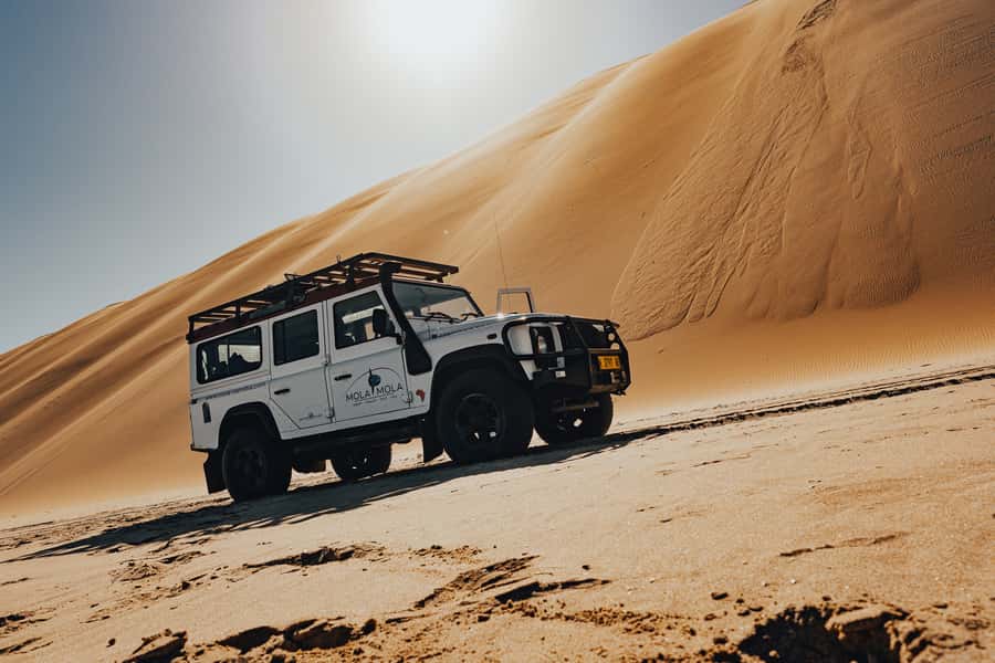 From Walvis Bay: Sandwich Harbor 4x4 Tour - Lunch, snacks, and sparkling wine with a view