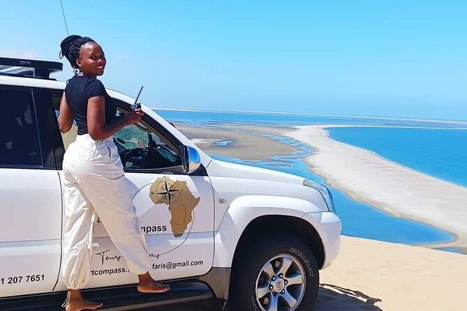 Sandwich Harbour 4x4 Tours at Walvisbay, Namibia - Stop 1 in the Lagoon: flamingos and a quick burst of color