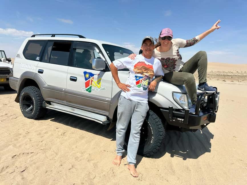 swakopmund city tour dune 7 pink lake pink flamingos - Dune 7 permit included: planning for the main desert stop